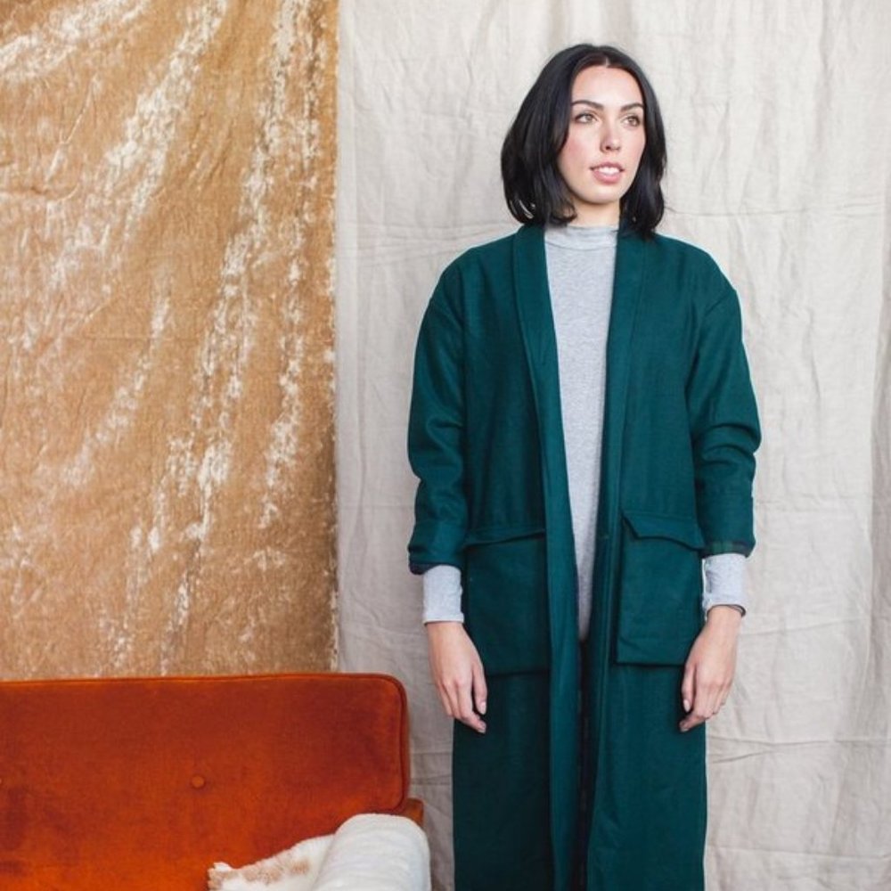 Maggie Jayne Wool Easy Coat in Dark Pine